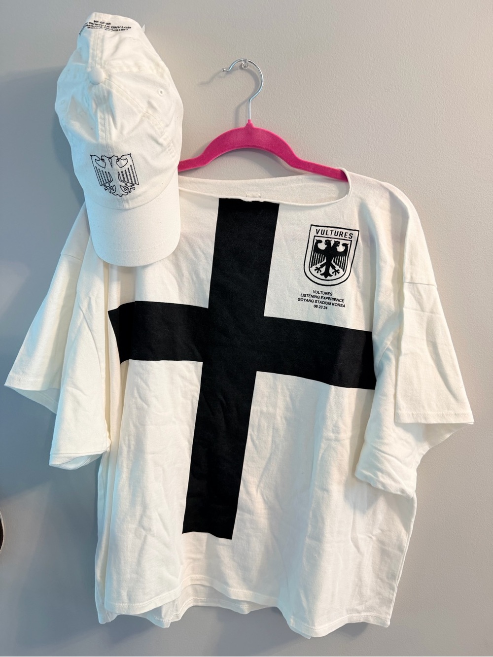 Vultures White Tee with Black Cross Graphic & Matching Hat
